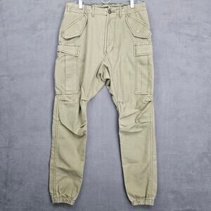 R13 Surplus Cargo Jogger Pants Olive Green Military Utility Streetwear Size 30 R